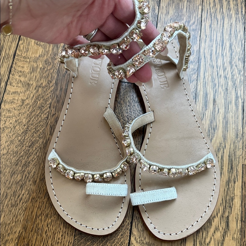 Mystique Boutique Nude Beaded Women's Sandals - Picture 3 of 3